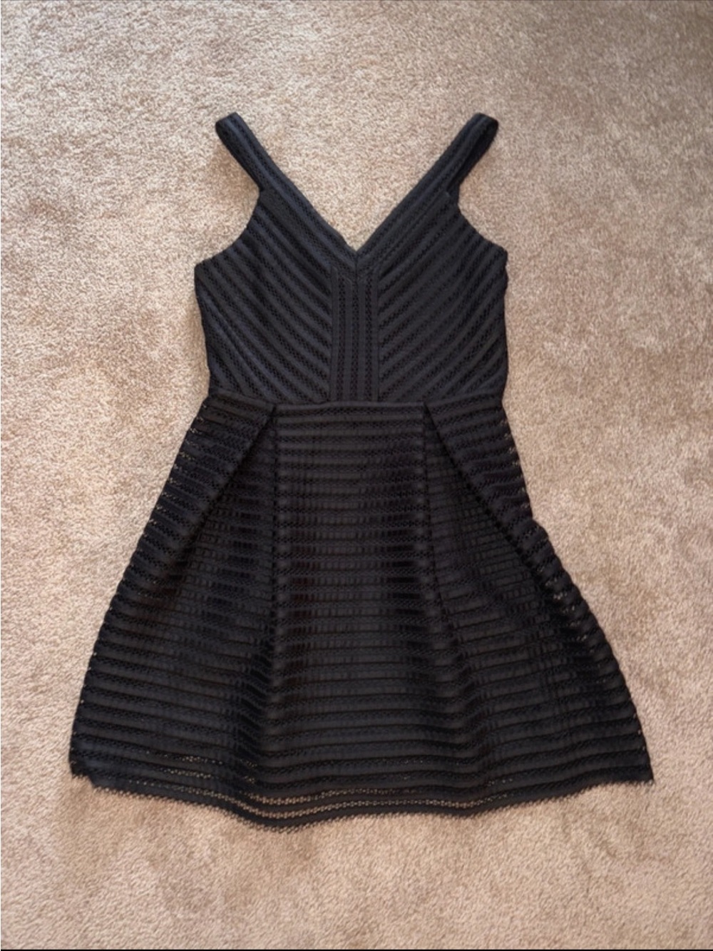 Express Black Textured A-Line Mini Dress